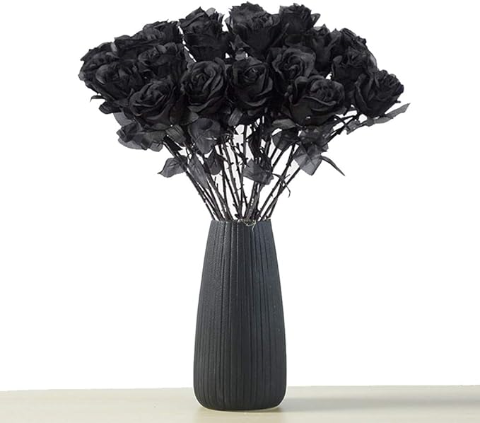 Musdoney 10pcs Black 16" Artificial Rose Flowers for Wedding Party Home Decoration