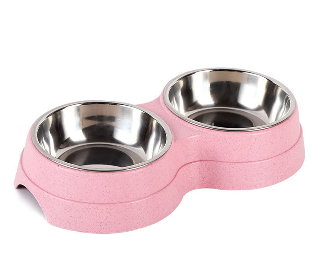 Double Dog Bowl,Non Slip Removable Stainless Steel Double Bowl 2-IN-1 Dog Bowl with Non-spill For Small Dogs,Cats and Animal etc(S,Pink)
