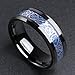 King Will Dragon Mens 8mm Black Tungsten Carbide Ring Blue Carbon Fiber Celtic Dragon Wedding Band 12