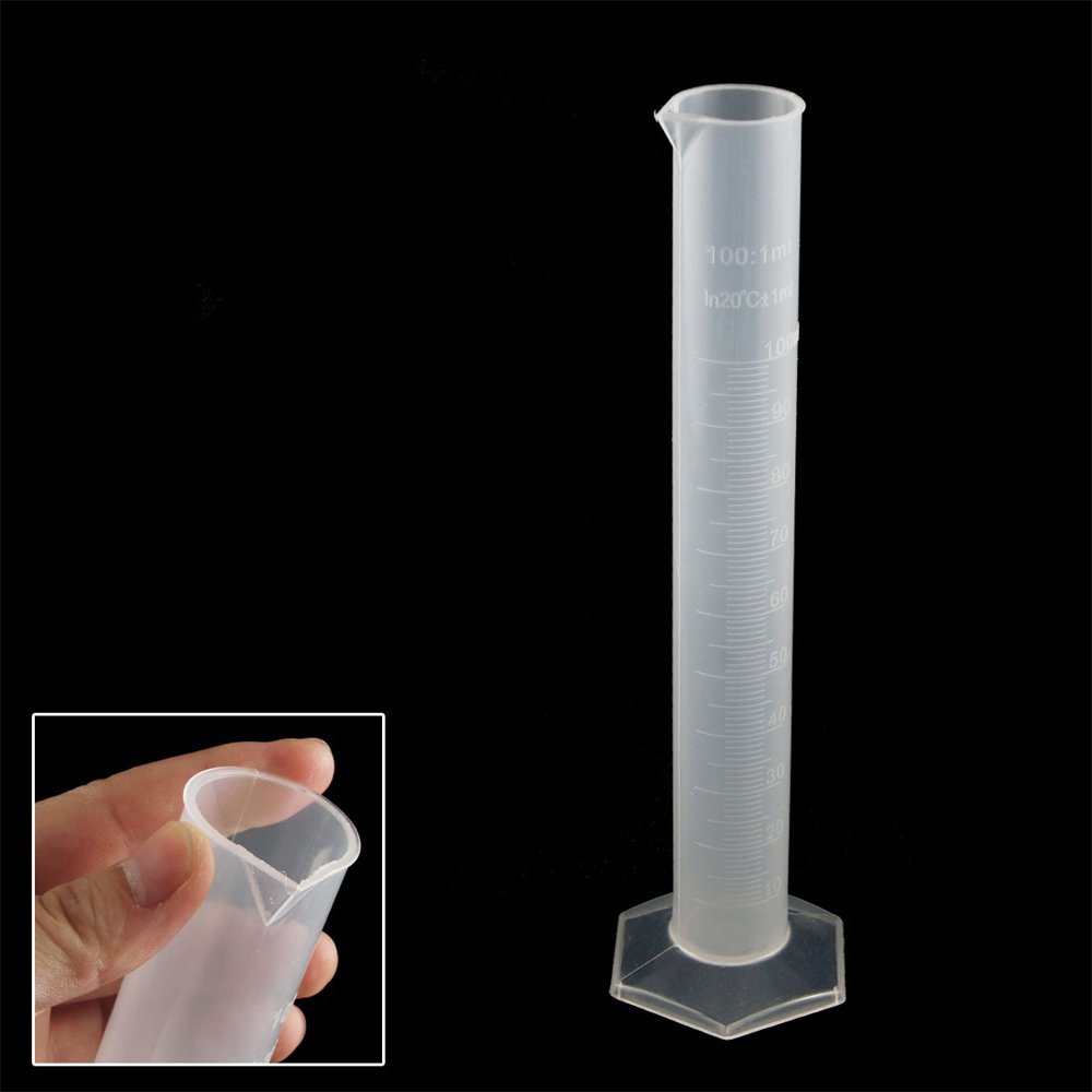 Plastic Transparent White/Blue Line Liquid Graduated Measuring Cylinder