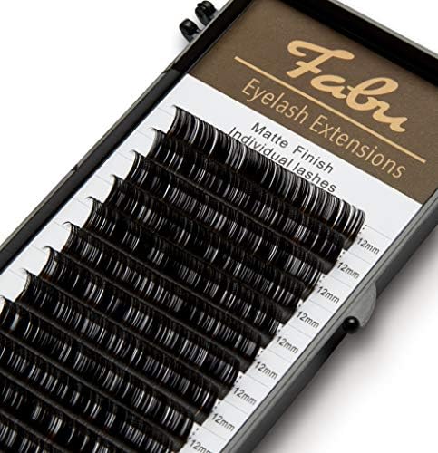 Fabu Individual Classic Eyelash Extensions, Thickness/Diameter 0.15, D Curl, ONE LENGTH PER TRAY (12mm)