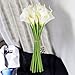20pcs Calla Lily Bridal Wedding Bouquet Head Latex Real Touch Flower White Flower with Yellow Core