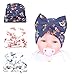 XINSHI Newborn Hat Soft Turban Baby Girl Big Bow Knot Cap (11.8-14.2 inches, A-3 Pack Navy&Pink&Blue)