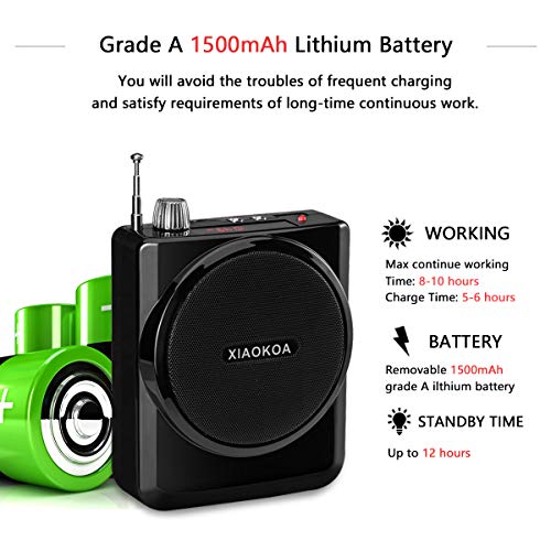 XIAOKOA 2.4G 40m Stable Wireless Voice Amplifier with Headset and Handheld 2 in 1 Wireless Microphone (N202black-2.4G)