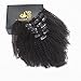Afro Kinky Curly Clip in Human Remy Hair Extensions Brazilian Curly Clips Hair Extensions 4B 4C 8A Virgin Thick Natural Black Color Clip on For Black Women 10-22 inch (10 inch, AC #1B)