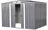 N/C Metal Garden Shed Apex Roof Tool Storage House Grey 8x6ft Door on 8ft Side view 3