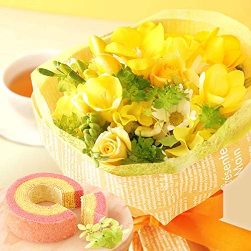 Amazon おまかせ 季節の花束アレンジメント 花とスイーツセット 誕生日 プレゼント お祝い Lサイズ 3月 フリージア 花束 オンライン通販