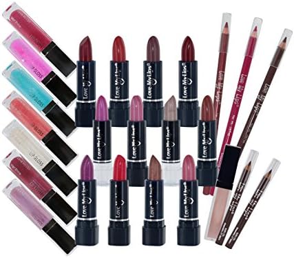 Bari 24 Piece Lip Set - Lipstick - Lip Gloss Lip Liners
