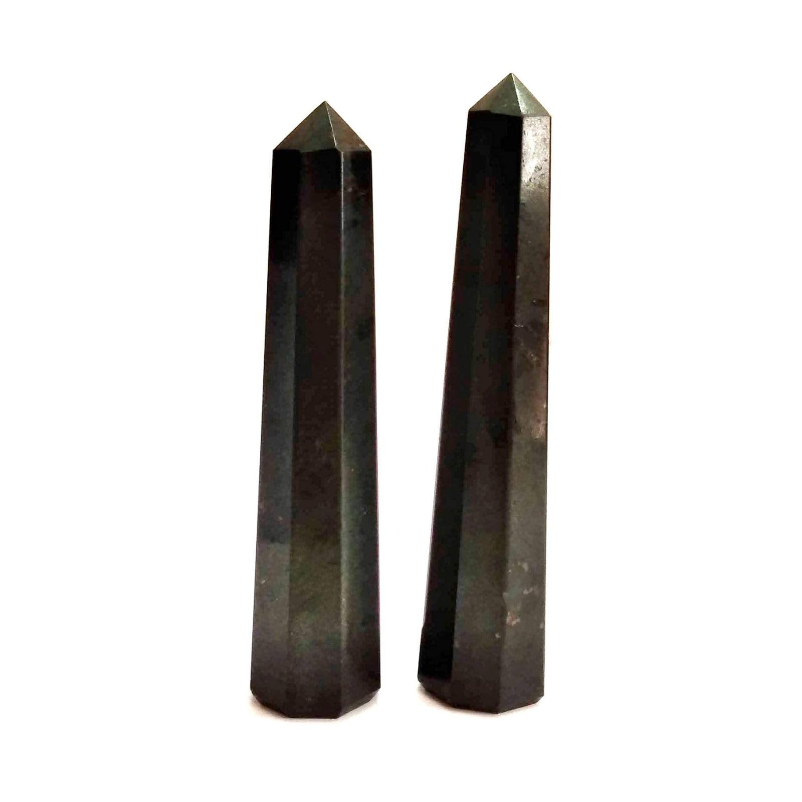 Jet International Energized Black Tourmaline Obelisk Set of 2 Gemstone Jumbo 6 Facet Aura Rock Free 40 Pages Crystal Therapy Image is JUST A Reference.