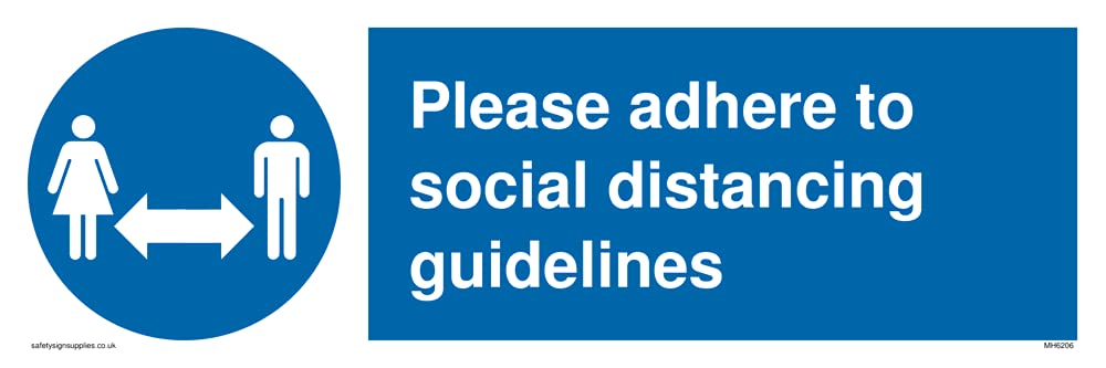 Please adhere to social distancing guidelines Sign - 300x100mm - L31