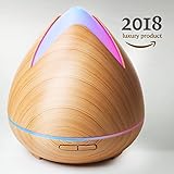 Essential Oil Diffuser, 2018 Newest Version, Ultrasonic 400ml Aroma Diffuser, Adjustable Mist Mode, Waterless Auto Shut-off, 7 Color Changing LED Lights. For Home, Office, Yoga (light wood)