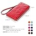 BOSTANTEN Women's Leather Wallets Kapok Pattern Zipper Handbags with Wristlet Wine Red