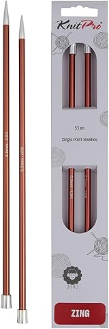 KnitPro Zing Single Pointed Needles 10" 5.50mm (25cm) Aluminium