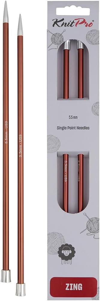 KnitPro Zing Single Pointed Needles 10" 5.50mm (25cm) Aluminium
