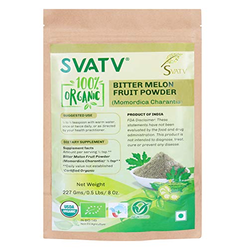 SVATV 100% Organic Bitter Melon Extract Powder- 0.5 LB/227g/08 oz- USDA Certified Organic - Karela Powder