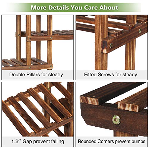 TOOCA Wood Plant Stand Indoor, 44” 7 Tier Outdoor Tall Plant Stand