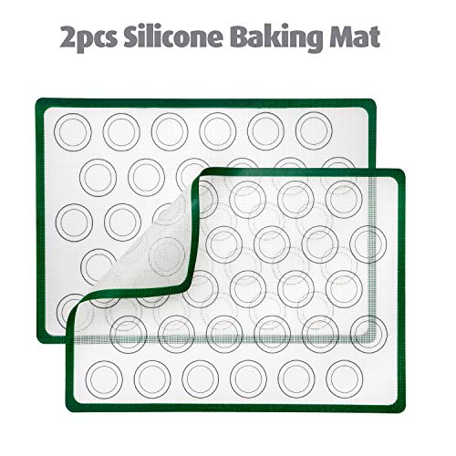 Silicone Baking Mat,Elegant Life Macaron Baking Mats Set of 2 Non-Stick Half Sheet,Non Stick Silicon Liner for Bake Pans & Rolling,Macaron, Pastry, Cookie, Bun, Brioche, Bread Making