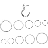 bukebro Surgical Steel Septum clicker Rings Hinged Clicker earring hoops Segment Silver/Gold 5Pair/10PCS 16G Nose Ring Lip Ring Hoop Earrings Sleeper Cartilage Daith Piercing Jewelry 6mm 8mm 10mm 12mm 14mm set for Women/Men