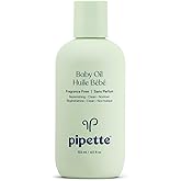 Pipette Baby Oil - Nurture, Moisturize Baby Skin, Vitamin E, Sensitive, Dry Skin, Fragrance Free with Renewable Plant-Derived Squalane, 4.5 fl oz