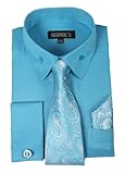 George's Dress Shirt w/ Matching Tie,Hankie,Cuff & Cufflink AH619-Aqua-19-19 1/2-36-37