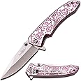 New FEMME FATALE Spring Assisted Open PINK ROSE Ladies Purse Folding Eco'Gift Limited Edition Sharp Elite Knife
