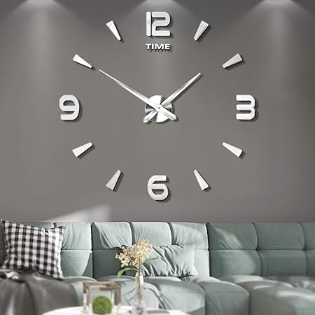 Vangold Modern Mute Diy Frameless Large Wall Clock 3d Mirror