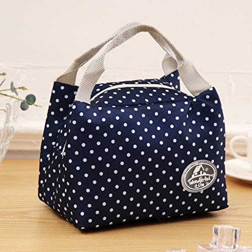 Fullwei Lunch Bag Insulated Cold Lunch Box Wide-Open Lunch Tote Bag Portable Nylon Thermal Snacks Organizer for Women Men Adults College Work Picnic Hiking Beach Fishing (Navy)