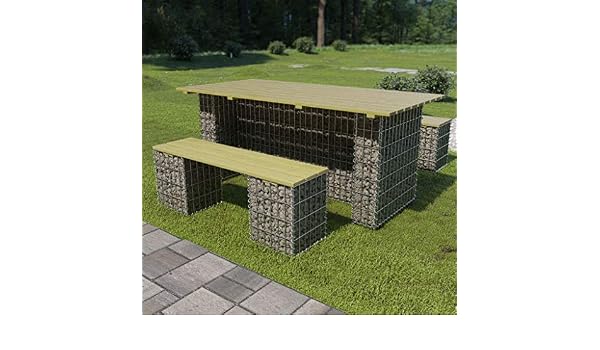 guyifuzhuangs Set de Comedor de gaviones 3 pzas Acero galvanizado ...