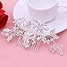 Pixnor Hair Pin Bridal Hair Comb for Wedding Crystal Rhinestones Pearls Decor(Silver)