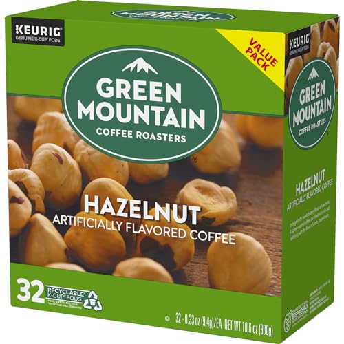 GREEN MOUNTAIN COFFEE ROASTERS HAZELNUT KEURIG SINGLE-SERVE K-CUP PODS, LIGHT ROAST COFFEE, 32 COUNT