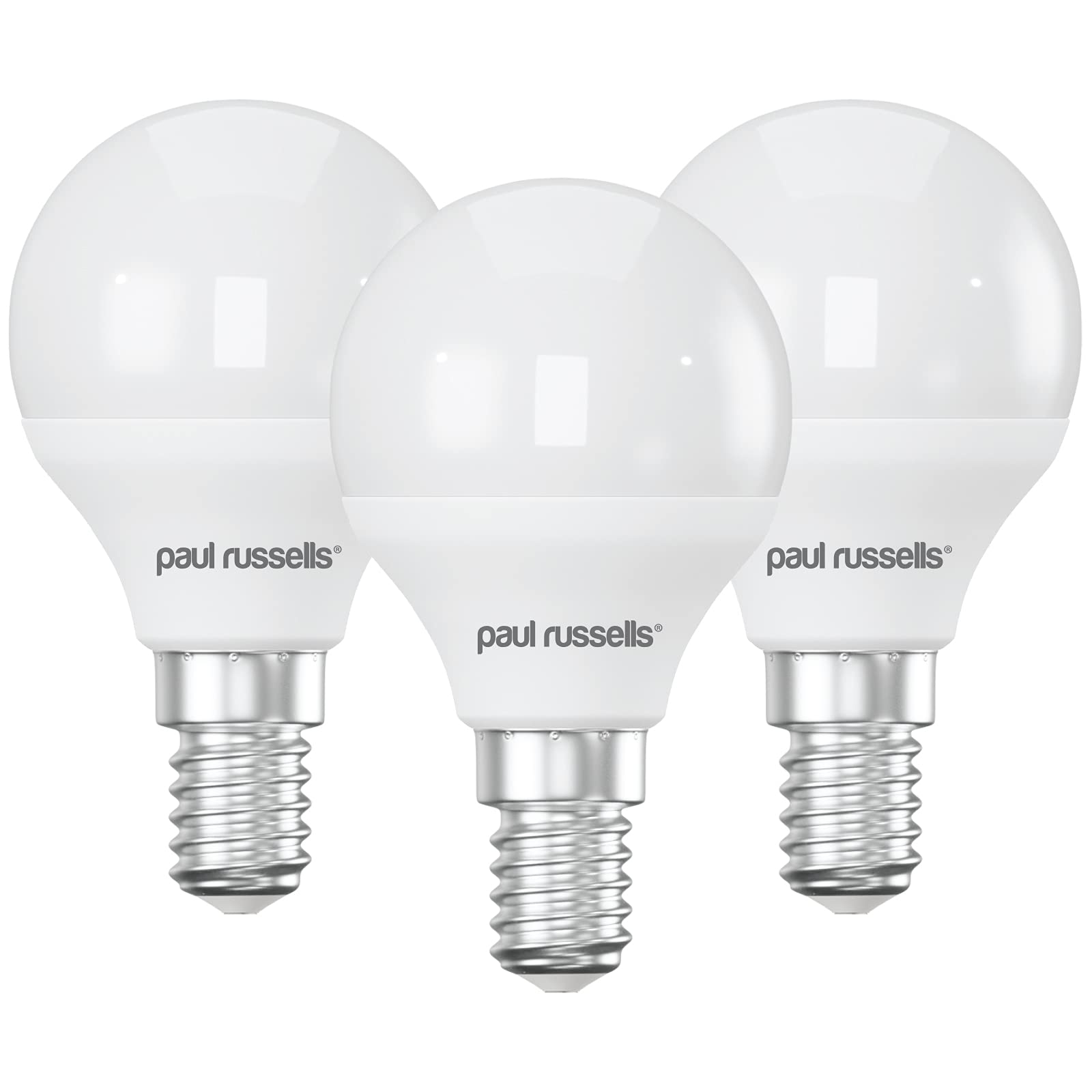 paul russells LED Light Small Edison Screw E14, 40w Equivalent, 4.9W 470 Lumens LED Bulbs, 2700K Bright Warm White, Mini Globe Frosted G45 SES Golf Ball Energy Saving (Not Dimmable) Lightbulbs, 3 Pack