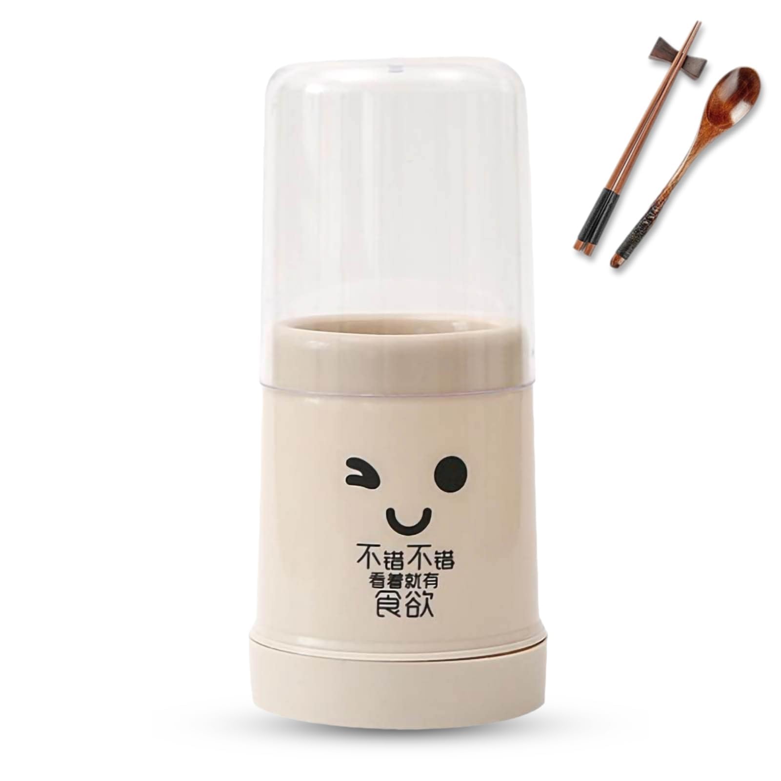 Cyrank Cutlery Holder with Lid, Utensil Drainer with Tray Chopsticks Holder Box Drying Utensil Crock Kitchen Utensil Holder for Countertop(Beige)