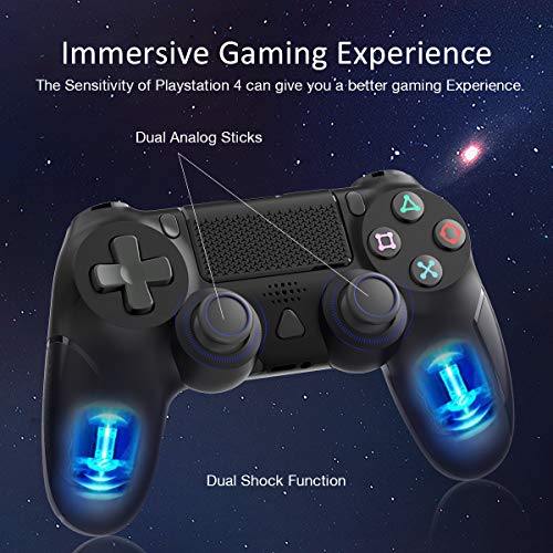 Wireless Controller for Playstation 4, Y Team Controller for PS4/Pro/Slim/PC/Smart TV, Wireless Remote Joystick Gamepad Built-in Gyro/Dual Motors/Audio Function/Speaker/Vibration Black