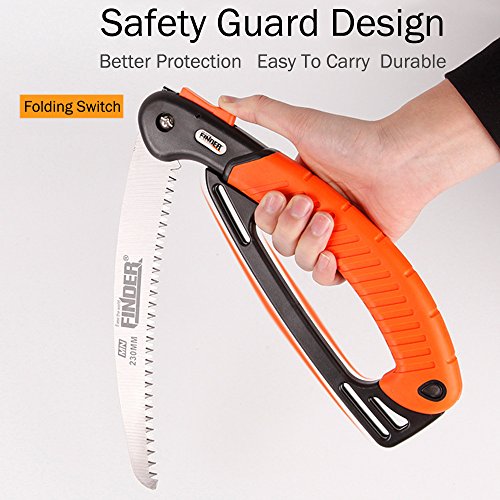 Heavy Duty Professional Folding Pruning Saw with 9-inch Curved Blade, Best Folding Hand Saw for Pruning Trees, Trimming Branches, Camping, Clearing Forest Trails. - Thumbnail 3
