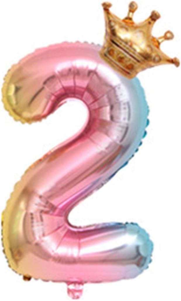 gonikm Number Crown Shape Children Aluminum Balloon Decoration for Birthday Party Balloons