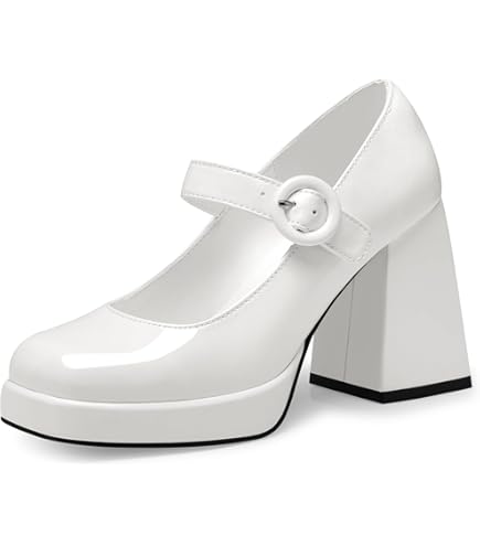 靴 SQUARE MARYJANE 3CM Amazon.com | Women Square Toe Mary Jane Shoes Platform Block