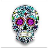 Sugar Skull Blue Car Sticker Decal - Waterproof Styling Bumper Vinyl for Body, Door, Window - 5