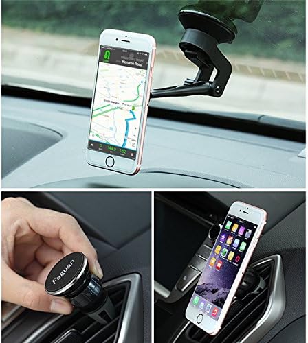 Car Mount, 2-in-1 Universal Smartphones Windshield Phone Holder Air Vent Mount Cell Phone Car Holder Cradle for iPhone SE 6s 6 Plus 6 5s 5 4s 4 Samsung Galaxy S6 S5 S4 LG Nexus and More