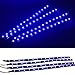 VizGiz 4 Pack DC 12V 30CM Car Soft Fexible Led Strip Bar Light New Waterproof Cuttable 15 SMD 3528 Blue Car Led Strip Lights for Motorcycle Car Truck SUV Festival Racing Decoration Kit (Blue Color)