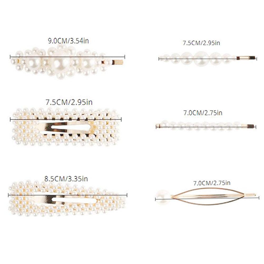 Pearls Hair Clips for Women Girls,Topgogo Handmade Fashional Barrettes Hair Pins Bridal Metal Hair Clip Snap Clips Decorative Hair Accessories for Wedding, Party, Daily Wearing （Type B）