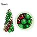Sunlit 10’’ Christmas Ball Ornaments Tree, Green Red