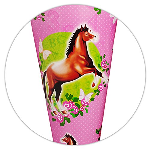 alles-meine.de GmbH 10 Stück Schultüten - Pferd & Blumenranken - 35 cm - rund - incl. individueller Schleife - mit Namen… – Bild 6
