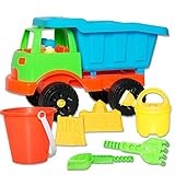 Sand Dump Truck Beach Playset - 7 Piece Kids Sand Toys Set for Boys & Girls