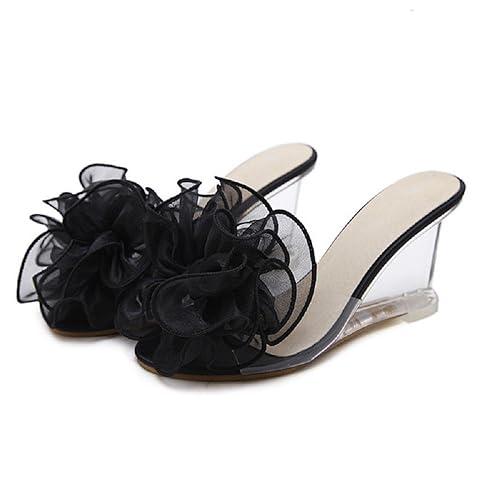 transparent heels black