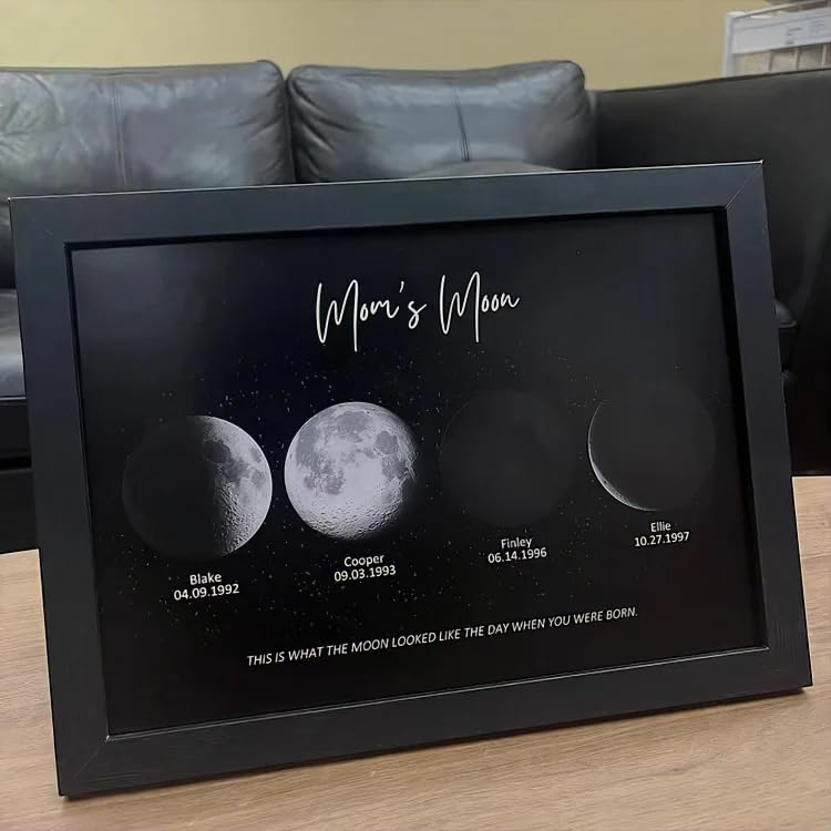 Custom Moon Phase Frame Gift Personalized Lunar Wall Art for Anniversary, Mother’s Day, Father’s Day, Birthday, or Valentine’s Day