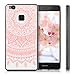 kwmobile Case Compatible with Huawei P9 Lite - Case Clear TPU Cover with Design - Indian Sun Pink/White