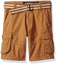 Southpole  Boys' Belted Mini Canvas Cargo Shorts in Various Colors, Wheat, 4