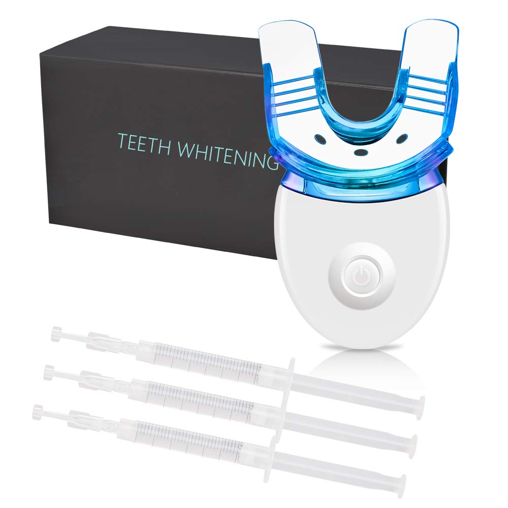 Goodking Teeth Whitening Kit with LED Light, 3 Non-Sensitive Teeth Whitening Gel, Deluxe Dental Grade Teeth Whitener with Carbamide Peroxide, Safe Use for Home, Travel