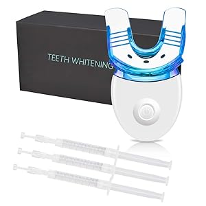 Goodking Teeth Whitening Kit with LED Light, 3 Non-Sensitive Teeth Whitening Gel, Deluxe Dental Grade Teeth Whitener with Carbamide Peroxide, Safe Use for Home, Travel