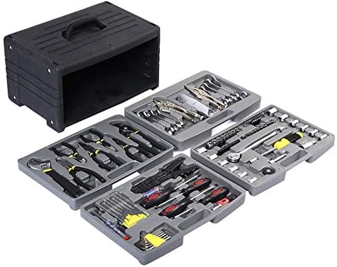 Mechanics Tool Set 99 PCS Garage Tools Kit Set In One Box Hand Workshop Automotive Vehicle Repair Designed With Four Floors Drawers Portable Easy To Carry